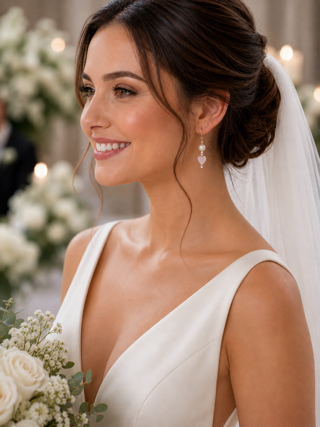 Blush Heart Pearl Earrings